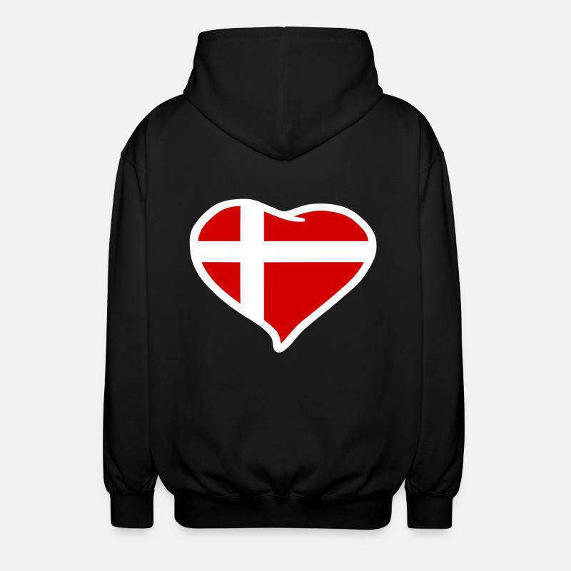 Drapeau coeur Danemark - Veste à capuche unisexe - noir