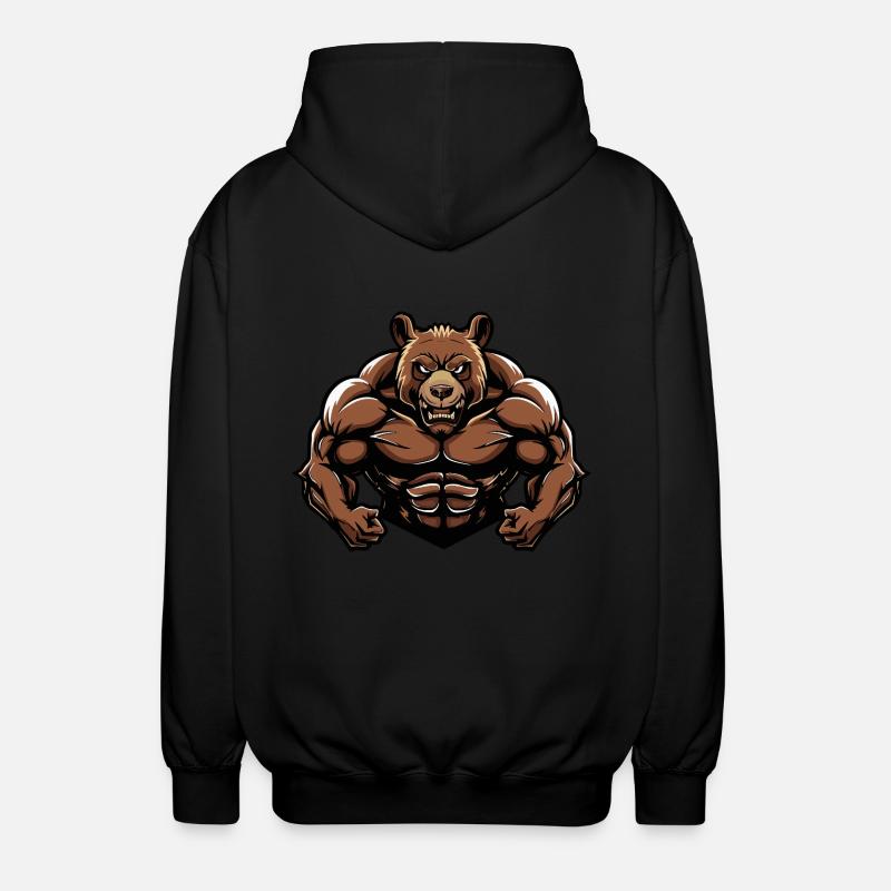 Musculation Bear Muscles Musculation - Veste à capuche unisexe - noir