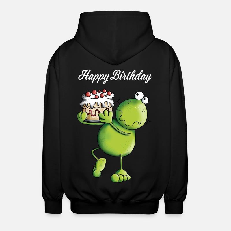 Birthday Frog - Cartoon - Comic - Unisex Hooded Jacket - black
