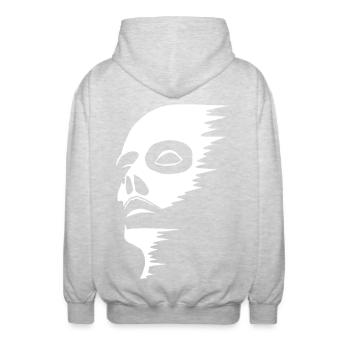 Geisterhaftes Gesicht - Unisex Kapuzenjacke - Hellgrau meliert - Hinten - AI Model Male 185 light (185cm)