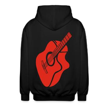 red guitar - Unisex Hooded Jacket - black - Back - AI Model Male 185 light (185cm)
