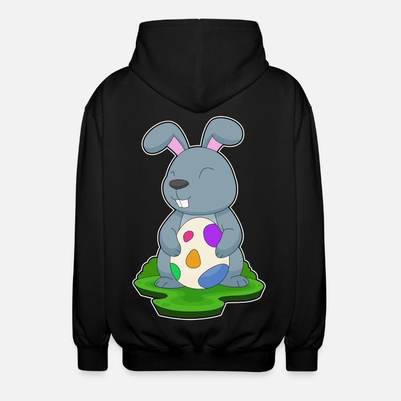 Bunny Easter Easter Egg - Unisex Hooded Jacket - black