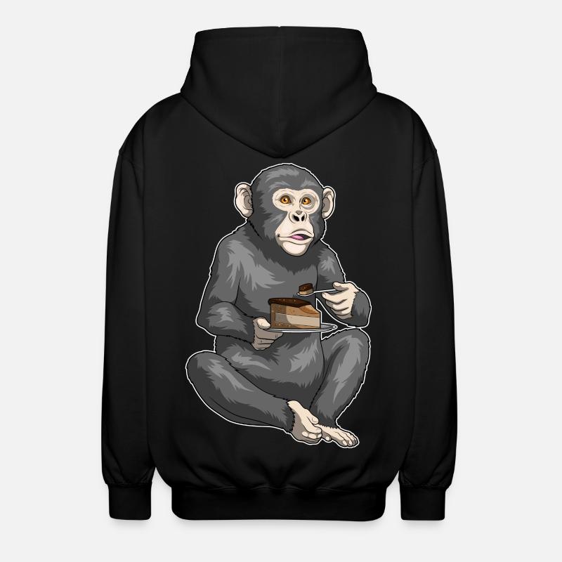 Affe Kuchen - Unisex Kapuzenjacke - Schwarz