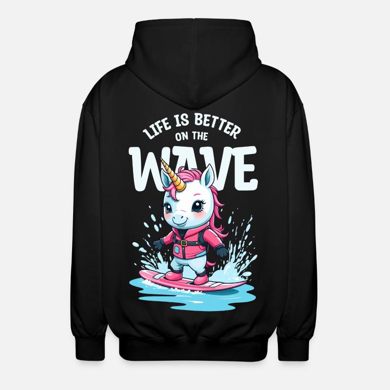Wakeboard Einhorn - Unisex Kapuzenjacke - Schwarz