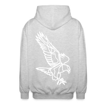 Skizze des Weißen Adlers - Unisex Kapuzenjacke - Hellgrau meliert - Hinten - AI Model Male 185 light (185cm)