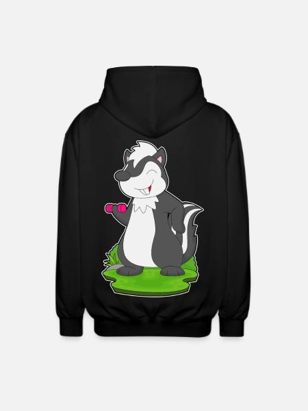 Skunk Bodybuilder Dumbbell Bodybuilding - Unisex Hooded Jacket - black