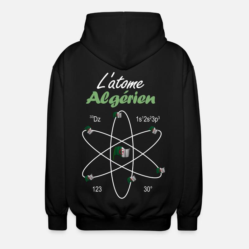 L'Atome Algérien Drapeau Algérie Science - Veste à capuche unisexe - noir