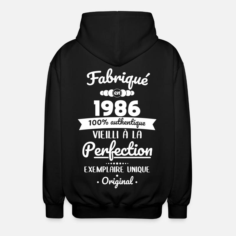 Hergestellt 1986 – Perfekt gereift - Unisex Kapuzenjacke - Schwarz