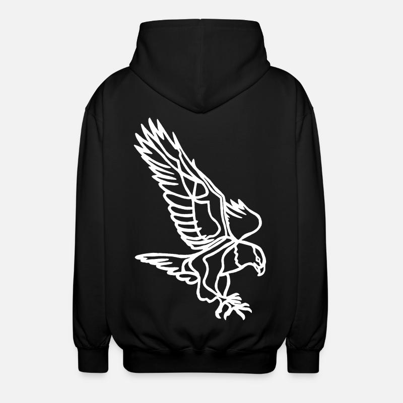 White Eagle in Flight - Unisex Hooded Jacket - black