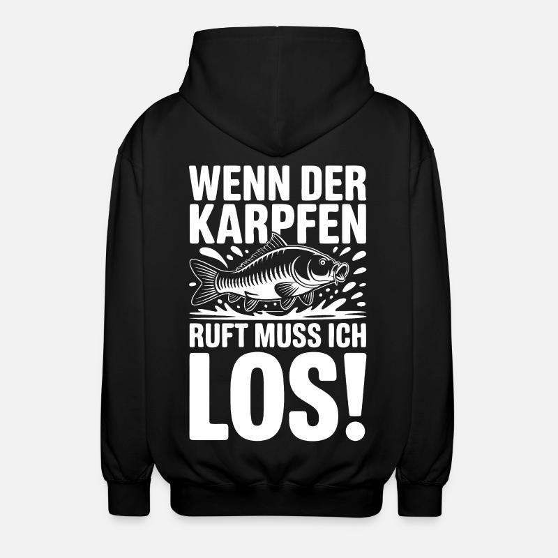 Wenn der Karpfen ruft - Unisex Kapuzenjacke - Schwarz