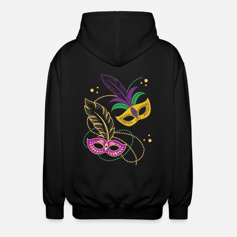 Mardi Gras - Carnaval - Masque - Cadeau - Veste à capuche unisexe - noir
