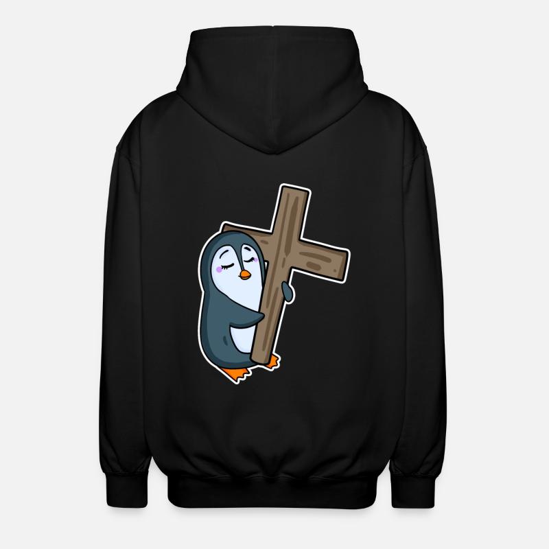 Pingviini ja ristiin uskonto - Unisex-hupparitakki - musta