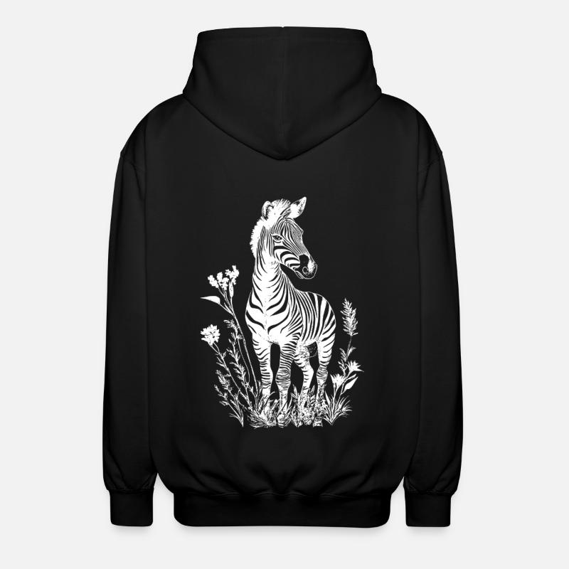 Zebra Blumen Floral - Unisex Kapuzenjacke - Schwarz
