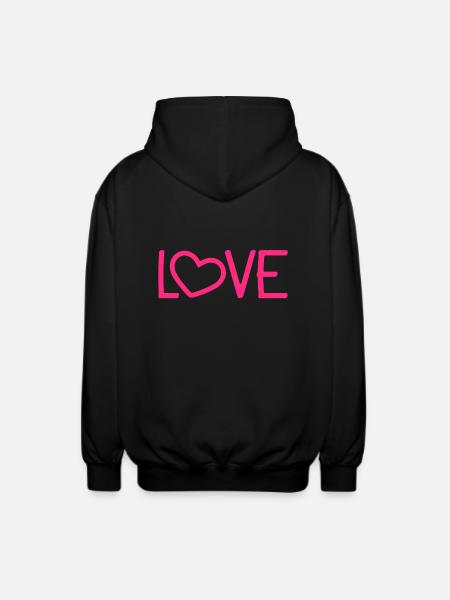 Love heart romantic - Unisex Hooded Jacket - black