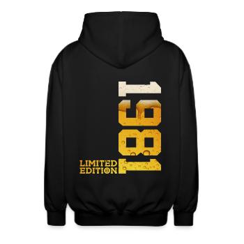 BIÈRE ÉDITION LIMITÉE 1981 45E ANNIVERSAIRE - Veste à capuche unisexe - noir - Dos - AI Model Male 185 light (185cm)