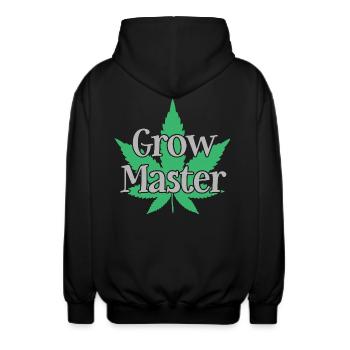 Grow Master - Cannabis - Marijuana - Marihuana - Unisex Kapuzenjacke - Schwarz - Hinten - AI Model Male 185 light (185cm)