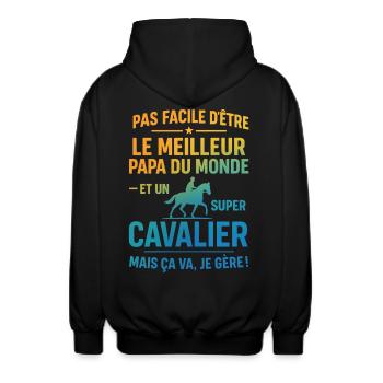 Papa cavalier cadeau fête des pères équitation - Veste à capuche unisexe - noir - Dos - AI Model Male 185 light (185cm)