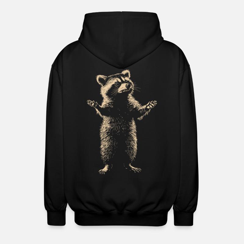 Waschbär monochrom - Unisex Kapuzenjacke - Schwarz