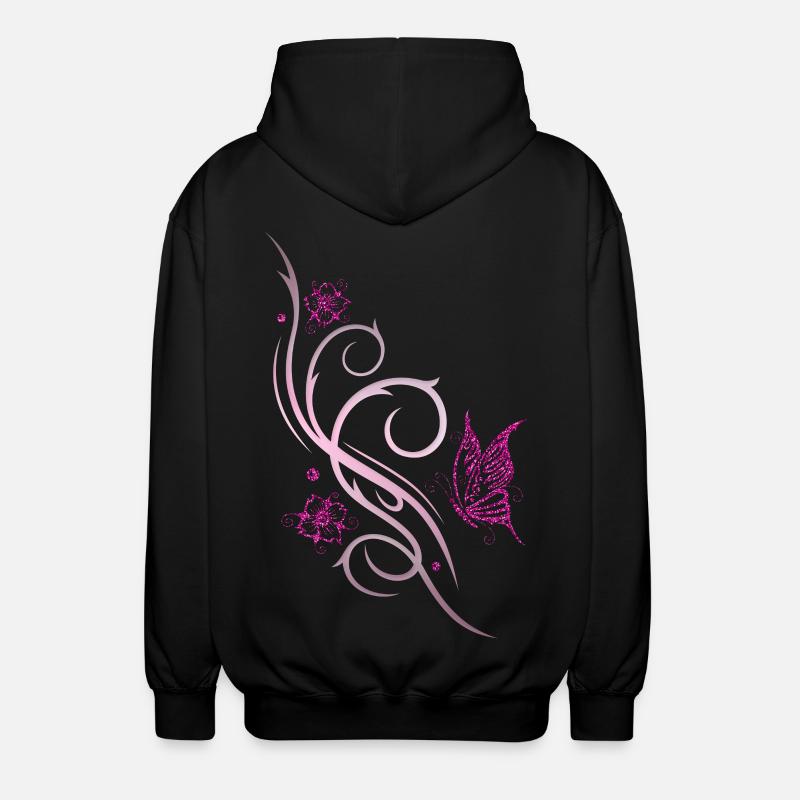 Blumen Kirschblüten Schmetterling - Unisex Kapuzenjacke - Schwarz