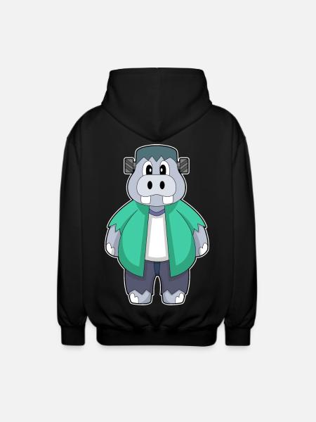 Hippopotamus Halloween - Unisex Hooded Jacket - black