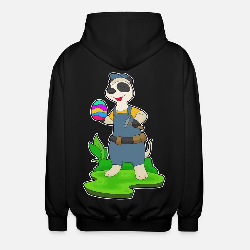 Erdmännchen Ostern Handwerker - Unisex Kapuzenjacke - Schwarz
