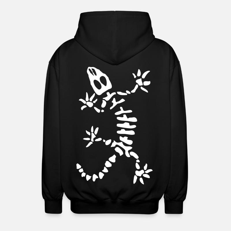 Gecko Skeleton: Lizard, Reptile & Bones - Unisex Hooded Jacket - black