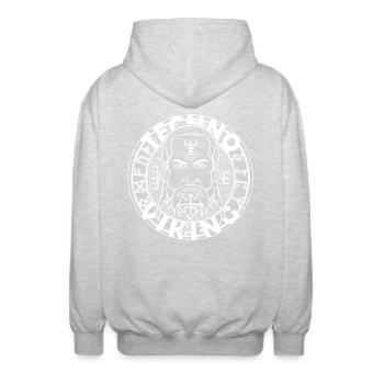 Techno viking - meme internet - Veste à capuche unisexe - gris clair chiné - Dos - AI Model Male 185 light (185cm)