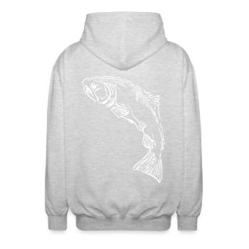 Salmon - Unisex Hooded Jacket - light heather grey - Back - AI Model Male 185 light (185cm)