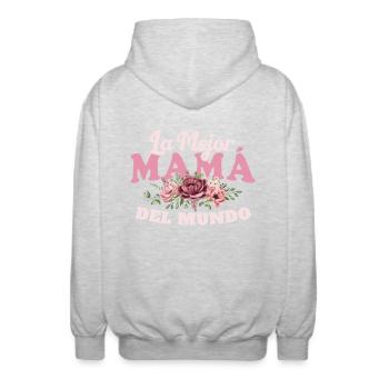 The World's Best Mom Mother's Day Gift - Unisex Hooded Jacket - light heather grey - Back - AI Model Male 185 light (185cm)