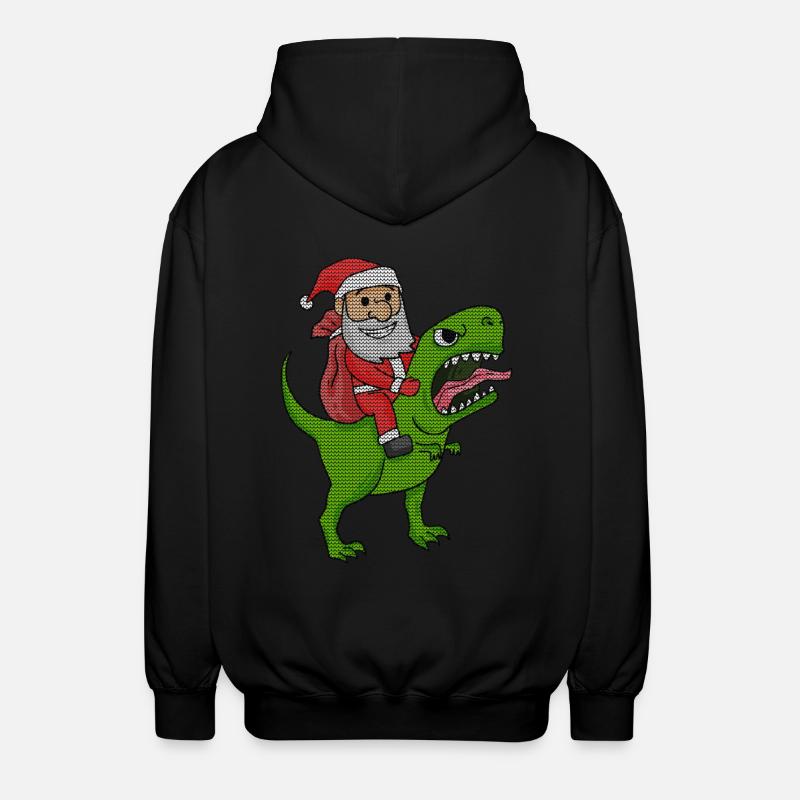 Christmas Dinosaur Ugly Christmas Effect - Unisex Hooded Jacket - black
