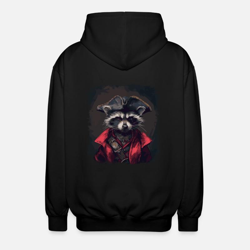 Waschbär Pirat - Unisex Kapuzenjacke - Schwarz