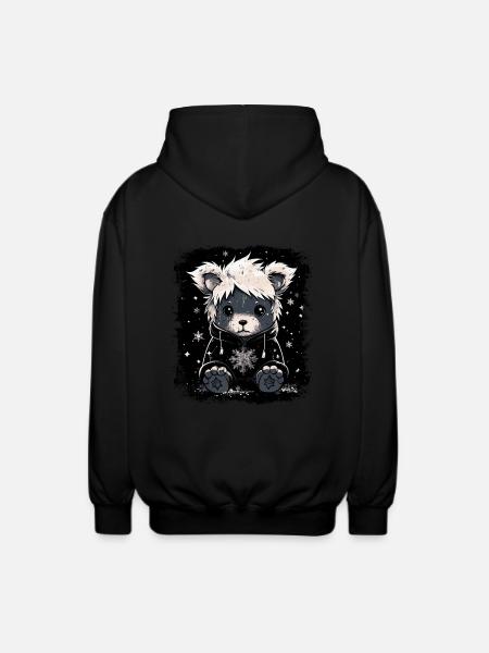Cute Emo Teddy Bear - Unisex Hooded Jacket - black