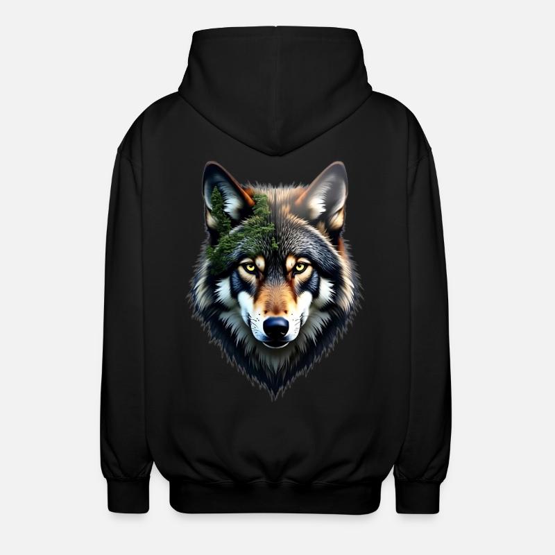 Wolf Head - Unisex Hooded Jacket - black