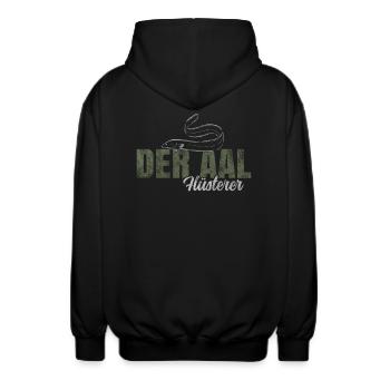 Der Aal Flüsterer - Unisex Kapuzenjacke - Schwarz - Hinten - AI Model Male 185 light (185cm)