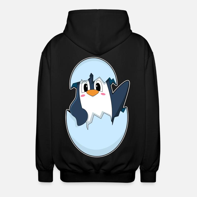 Penguin Eggshell - Unisex Hooded Jacket - black
