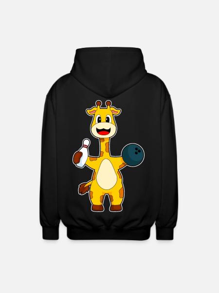 Giraffe Bowling Bowling Ball - Unisex Hooded Jacket - black