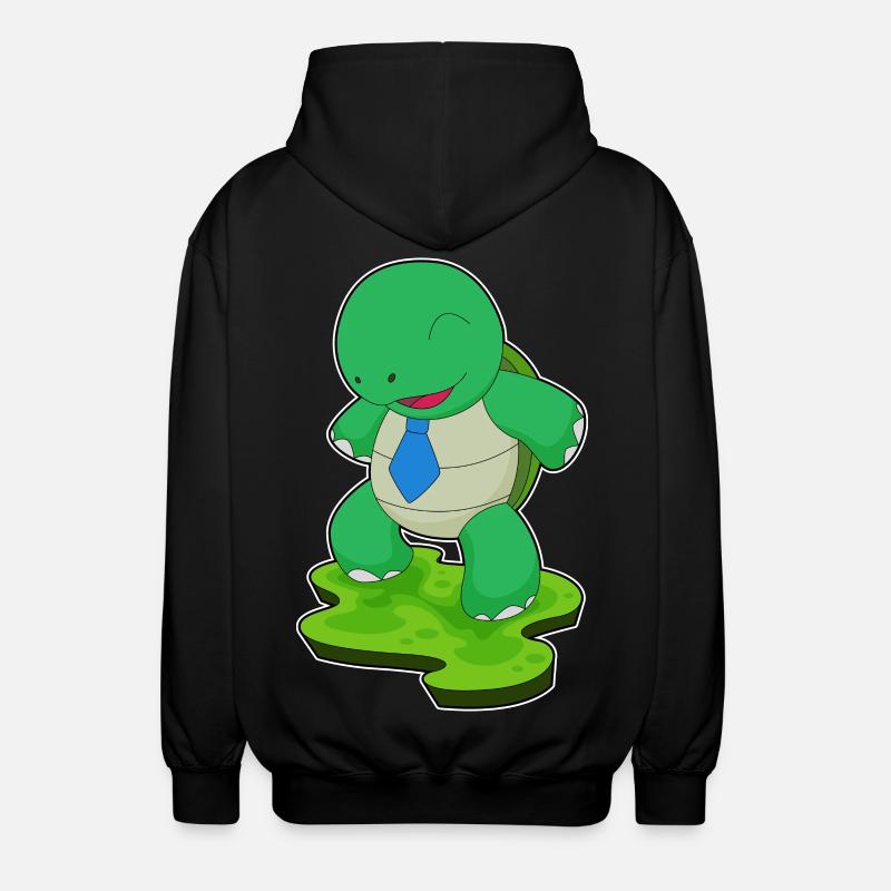 Turtle Necktie - Unisex Hooded Jacket - black