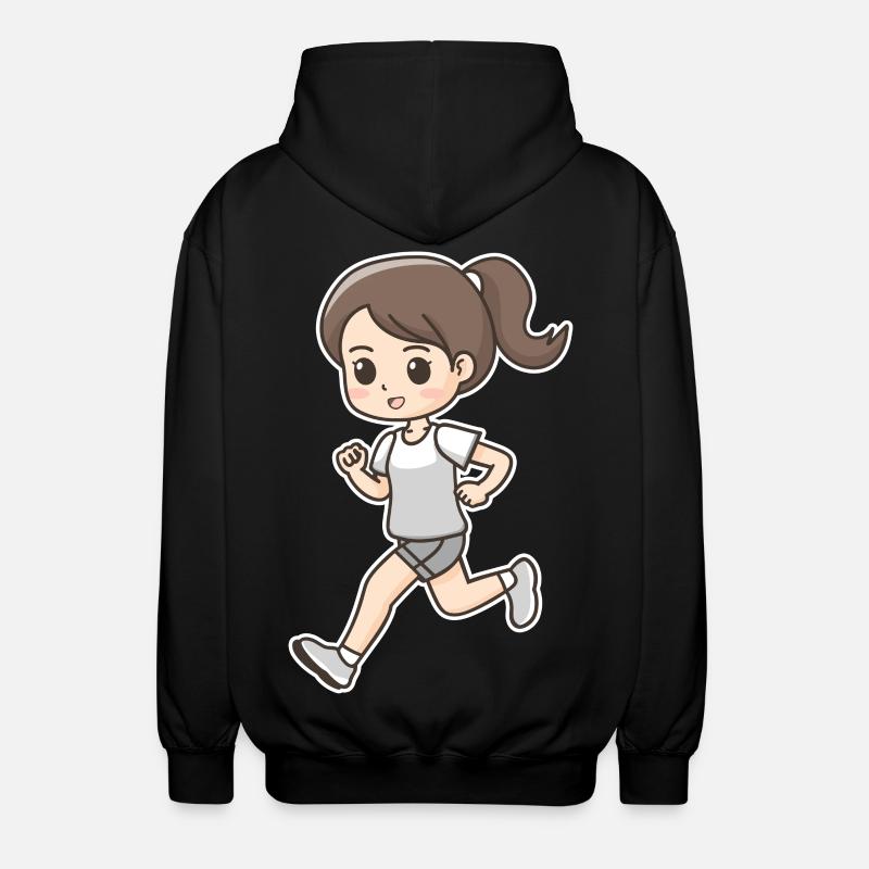 Läuferin Comic Look - Unisex Kapuzenjacke - Schwarz