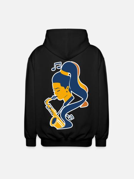 Saxophone Player Comic Look - Unisex Hooded Jacket - black
