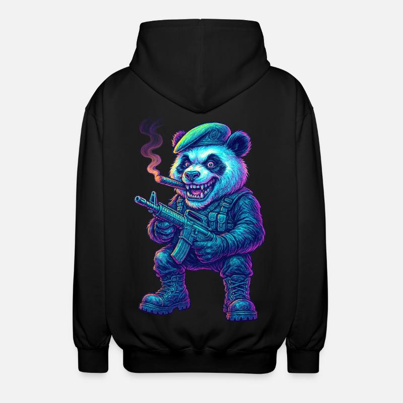 Neon Panda Söldner - Unisex Kapuzenjacke - Schwarz