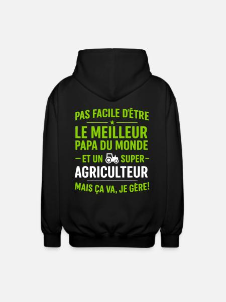 Papa agriculteur, cadeau fête des pères - Veste à capuche unisexe - noir