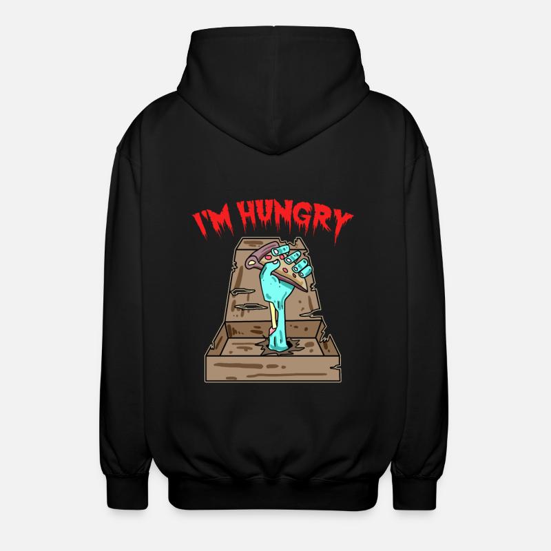 Zombie Pizza Ich habe Hunger - Unisex Kapuzenjacke - Schwarz