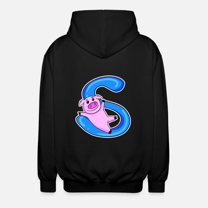 Schwein Buchstabe S - Unisex Kapuzenjacke - Schwarz
