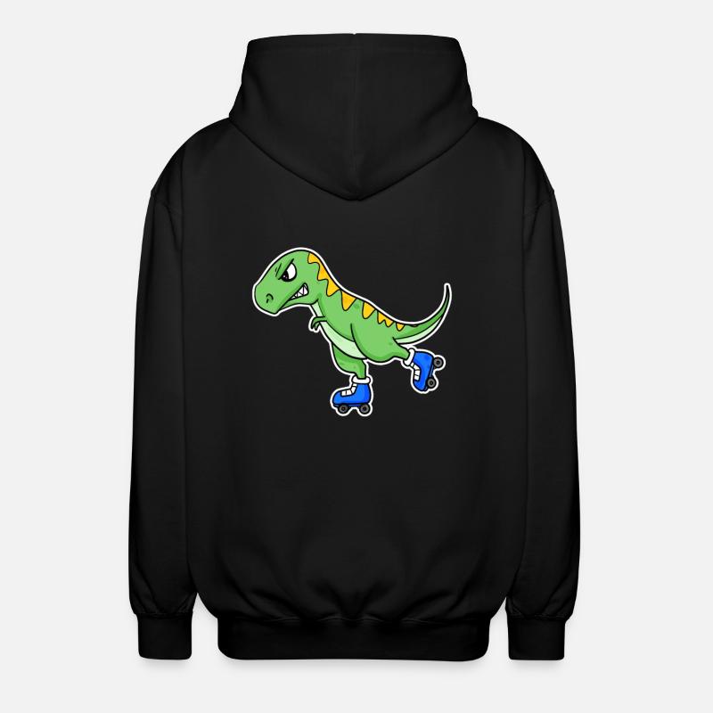 Inline Skating Dinosaur - Unisex Hooded Jacket - black