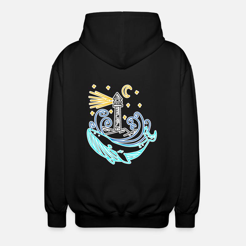 Lighthouse Coast Lake Sea - Unisex Hooded Jacket - black