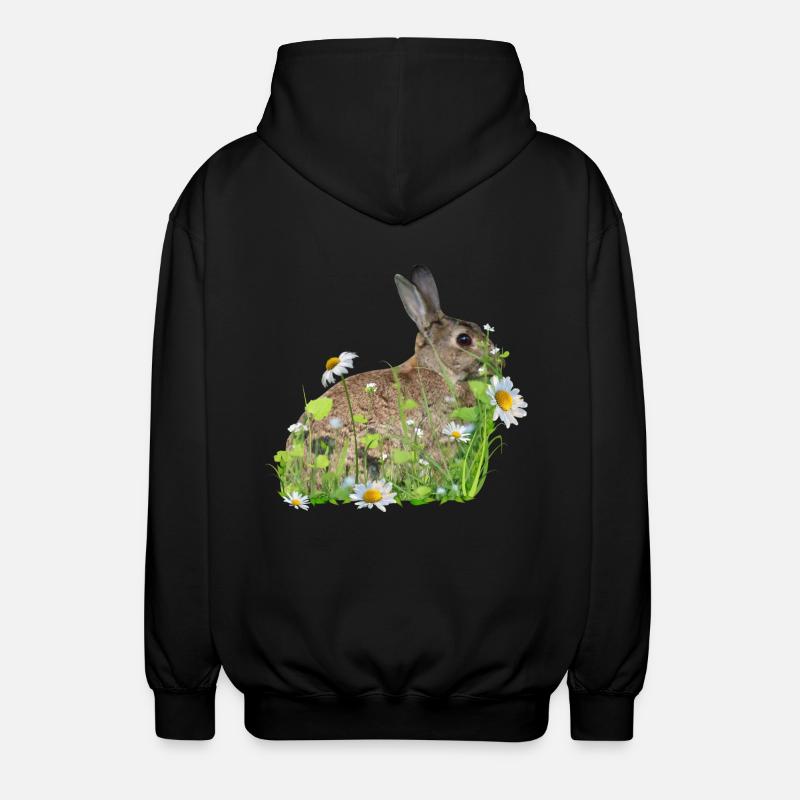 Fleurs blanches de lapin - Veste à capuche unisexe - noir