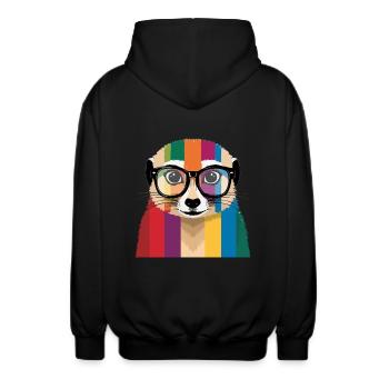 Erdmännchen Brille Bunt Cool - Unisex Kapuzenjacke - Schwarz - Hinten - AI Model Male 185 light (185cm)