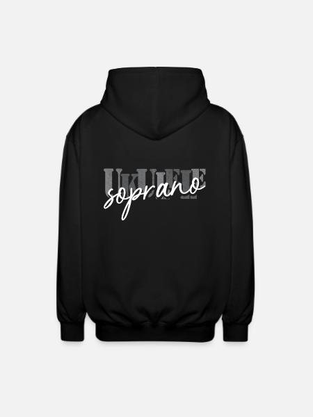 Soprano Ukulele Black White - Unisex Hooded Jacket - black