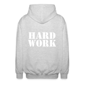Hard work - Unisex Kapuzenjacke - Hellgrau meliert - Hinten - AI Model Male 185 light (185cm)