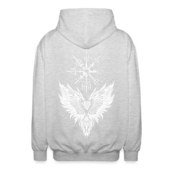 Rabe Odin Vegvisir Valknut - Unisex Kapuzenjacke - Hellgrau meliert - Hinten - AI Model Male 185 light (185cm)